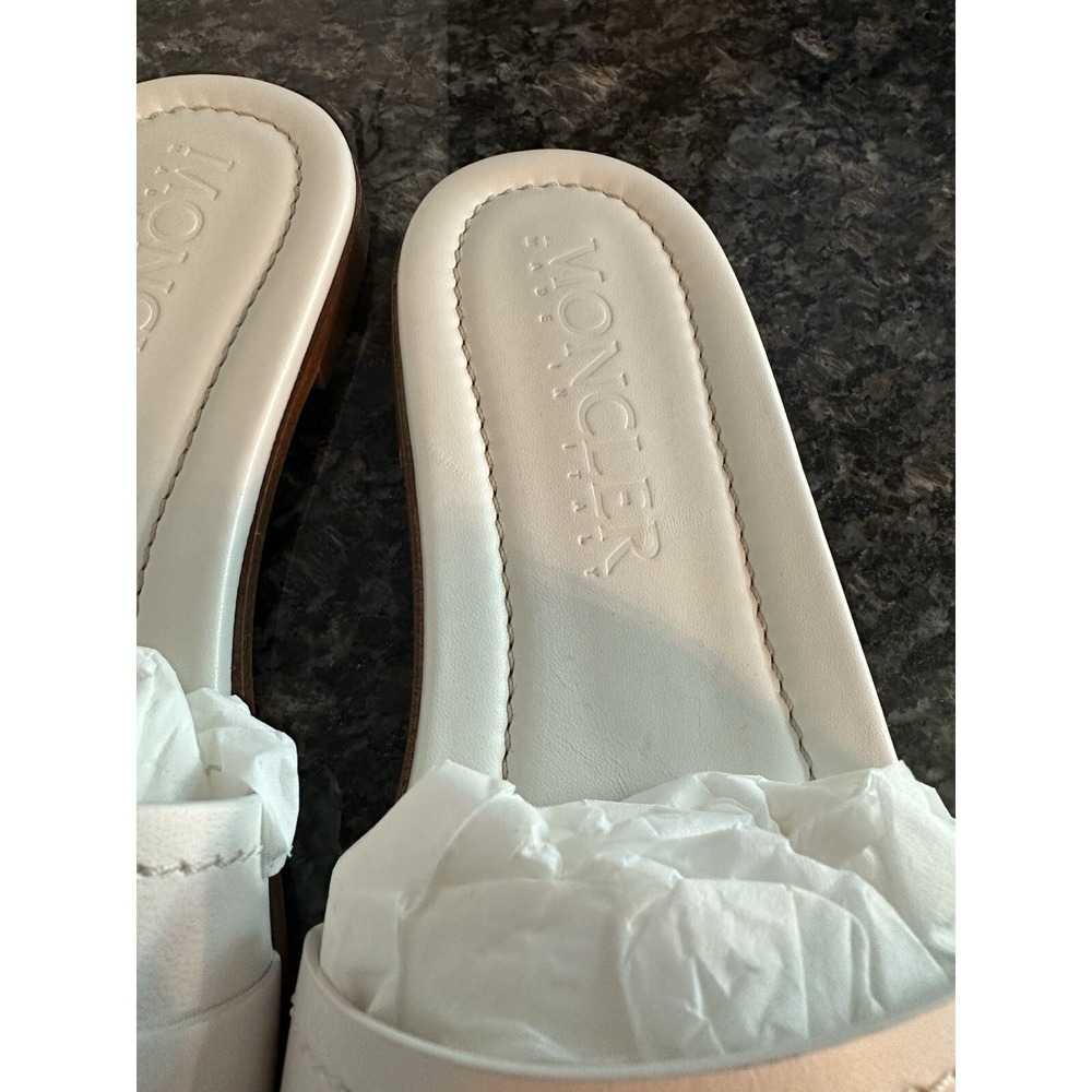 Moncler‎ Leather Bell Slides Sandals Shoes. Dust Bag, Authenticity Card $695 NWB - Picture 6 of 11